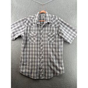 Gibson Trading Company Plaid Short Sleeve Pearl Snap Closure Shirt Size XLT